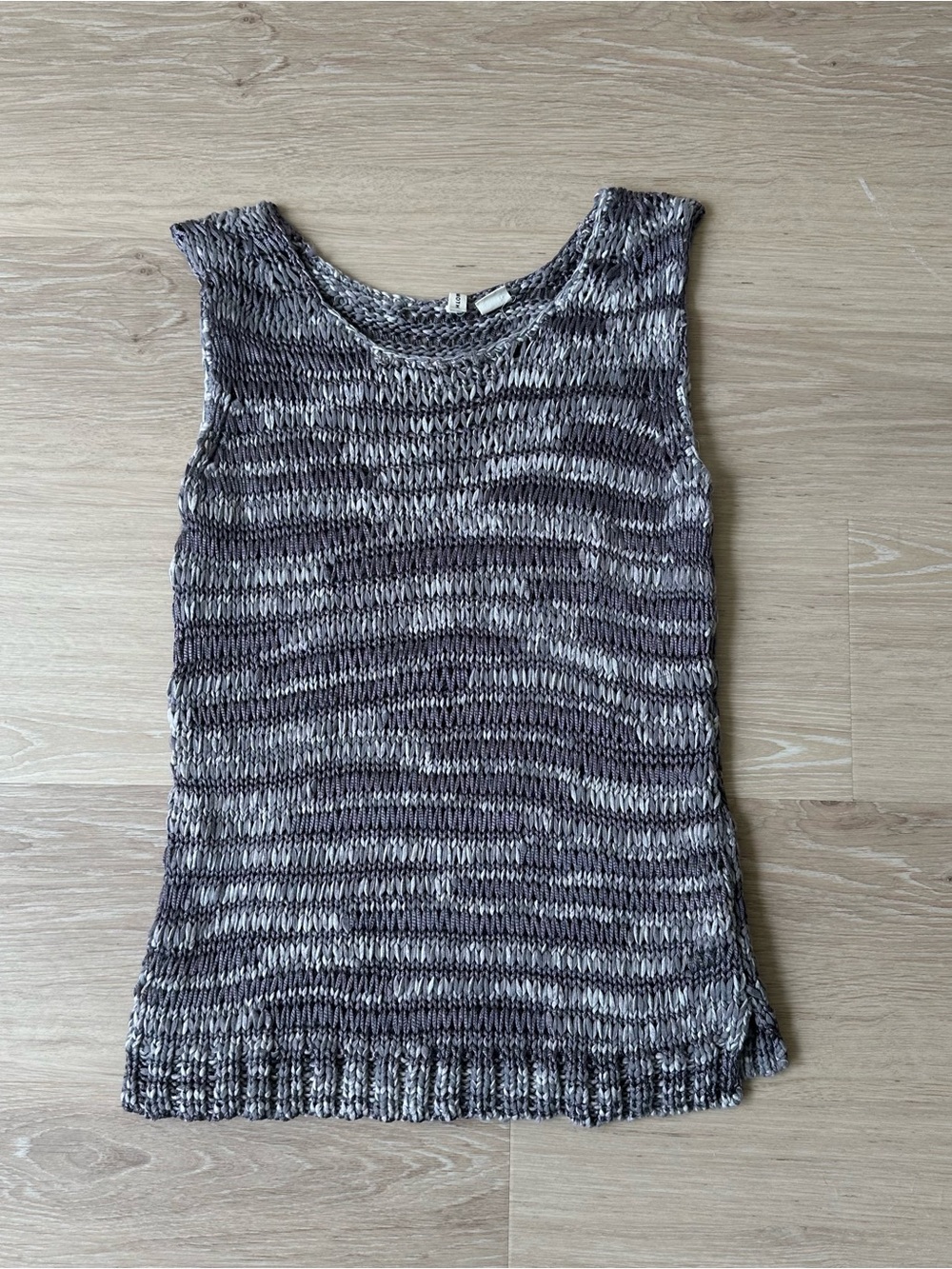 Moth Marled Knit Sleeveless Tank Top - Gray & White